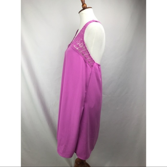 Gianni Bini Crochet Halter Shift Dress V Neck Purp - Picture 4 of 5